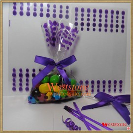 100pcs 4"x6" Polka Dot Purple Gift Bag + Twist Ties for Wedding Birthday Party