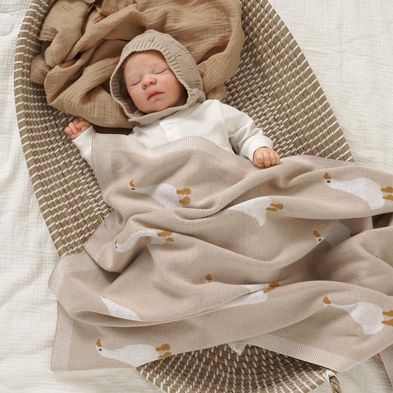 DovFanny Baby Blanket 100% Cotton Knitted Soft Blanket for Newbron