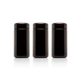 Infinity Jars Tall Screw top Black Glass Jar 100 Ml (3.3 fl oz) Ultraviolet Airtight Tall Smell Proof, Refillable Container For Long Term Storage Coffee Tea Dried Goods Jar For Kitchen Pack 3