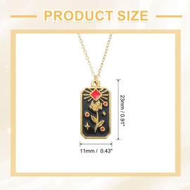 uxcell Tarot Card Necklace, 23x11mm Titanium Steel Square Tarot Cards Necklaces for Birthday Christmas Anniversaries, Black