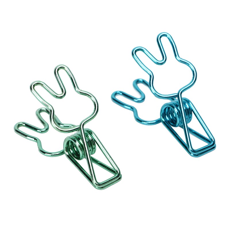 100 Pcs Cute Binder Clips Multipurpose Cartoon Rabbit Shape Blue