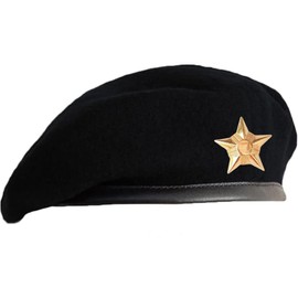 SILAK Traditional Army Style Cap with Metal Star Badge – Che Guevara Inspired, Woolen French Beret Hat for Men and Women (Black)