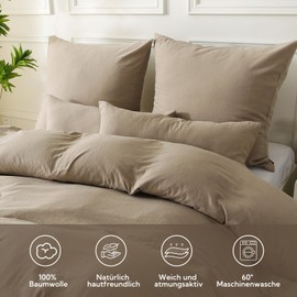 SOULFUL Double Muslin Cushion Cover, 45 x 45 cm, Cotton, Pillowcases 2-Piece with Zip, Oeko-Tex Certified, Beige