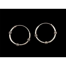 Boho Sterling Silver Bali Hoop 18 mm 3/4" Endless Oxidized Boho Tribal Earrings