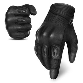 INBIKE Motorcycle Gloves for Men/Women, Leather Stitching Breathable Mesh, TPR Palm Sliders, Touchscreen Motorbike Gloves for ATV BMX MTB Riding Black S