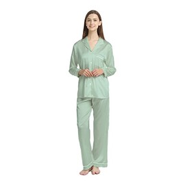 Jasmine Silk Ladies' Pure Silk Pyjamas Set Duck egg for Women (S(10-12))