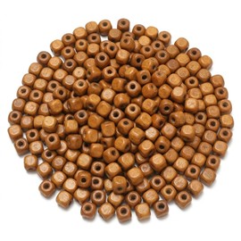 400PCS Brown Square Wooden Beads, 6mm Cube Beads Bulk for Jewelry Making