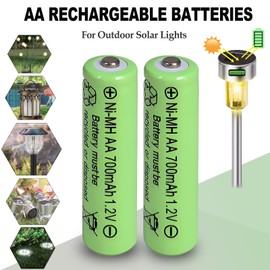 Zsolarigt AA 700mAh 1.2V Rechargeable Solar Batteries, NiMh 700mAh Double A 1.2 Volt Batteries Rechargeable for Outdoor Solar Garden Lawn Lamps Light, Hummingbird Lights(10 Packs)