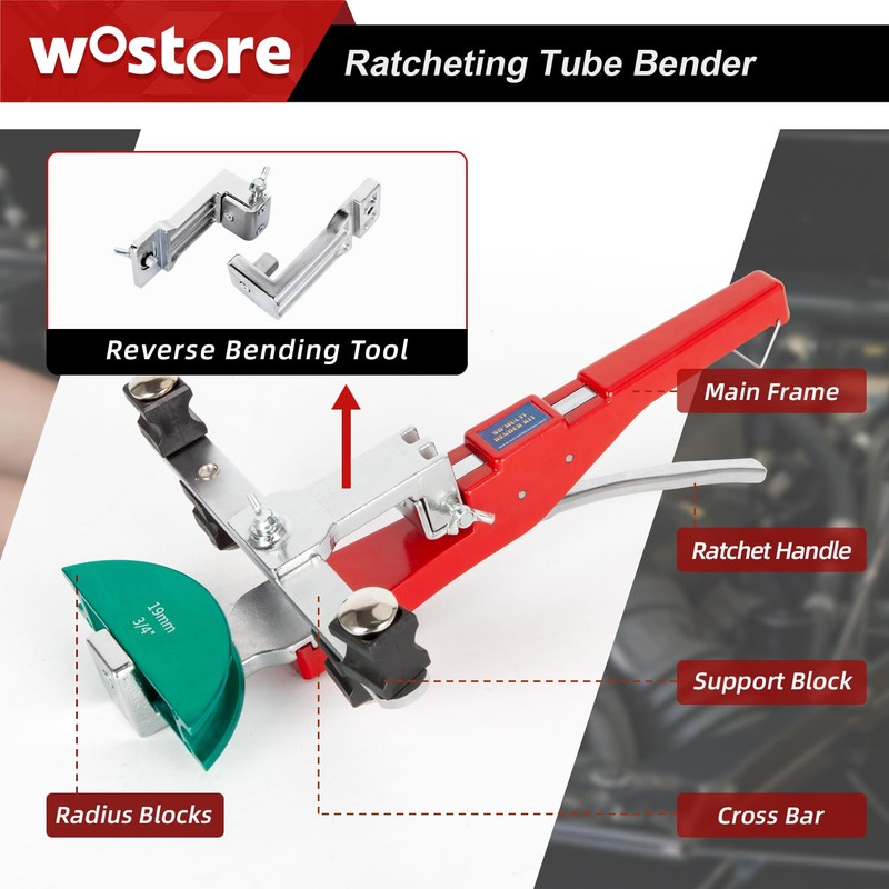 Wostore Tube Bender Kit with Reverse Bend Includes 1/4-7/8 Sizes
