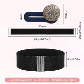 KARELLS Wide Elastic Belt for Women, Wide Elastic Stretch Belt for Women, Cinch Belt Trimmer Stretch Waistband, Wide Stretchy for Women, for Dresses with Lock Buckle, black