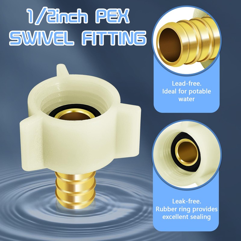 Boltigen 5 Pack 1/2 Inch Brass Crimp PEX Fittings -