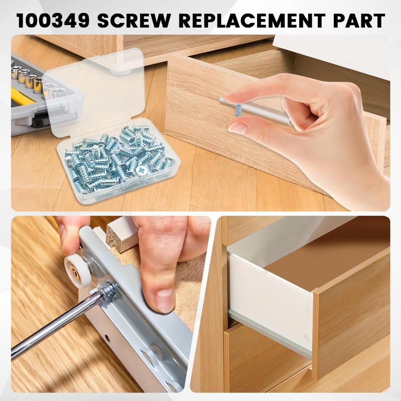 55 PCS Drawer Rail Euro Screws Compatible with IKEA 100349,