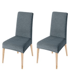 KELUINA Chair Covers, Stretch Chair Covers for Dining Room Chairs, Removable, Washable, Universal Chair Cover, Chair Cover for Kitchen, Dining Room (Set of 2, Grey)