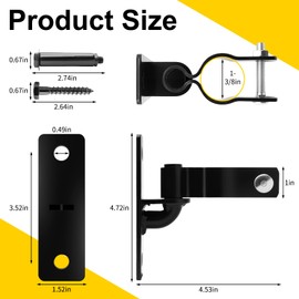 1-3/8" Chain Link Gate Hinges, Wall Mount Fence Gate Hinge Set with 5/8" Male Pin, Heavy Duty Post Mount Hinges for Chain Link Fence (4 Pack)