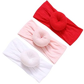 Couxily 3 x Cotton Headbands with Bows for Baby Girls 0-24 Months - E03