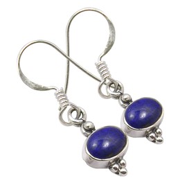 SilverStarJewel 5x7mm Lapis Lazuli Earrings Antique Style 2.8cm 925 Bijoux Pure Silver Memorial Day Websites, Metal Gemstone, Lapis Lazuli