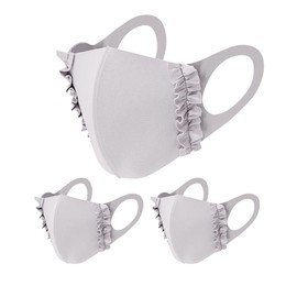 Set of 3, Cloth Mask, Cooling Fabric, Lace Lady's Style Mask, Washable, Cooling Mask, UV Protection, Sun Protection, UPF 50+, Washable, Pearl, 3D Size, Heatstroke, Pollen Protection, Cute, Stylish, Women's, Small Face, Summer, Antibacterial, Odor Resista