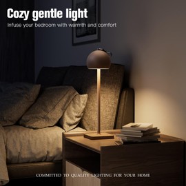 DILUMEN LED Rechargeable Battery Table Lamps,4000mAh Cordless Desk lamp,Portable Night Light, Neutral White Stepless Dimming,Waterproof for Restaurant/Indoor/Outdoor,Minimalist Design(Brown)