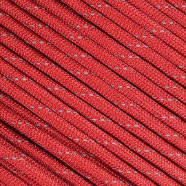 Fluorescent Reflective 550 Type III Guyline Tent Rope Camping Survival Cord High-Visibility Paracord (Reflective Imperial Red, 100 Feet)