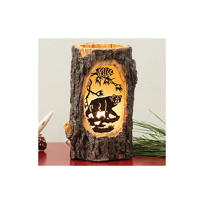 BLACK FOREST DECOR - Bear Tree Light - Rustic Backlit