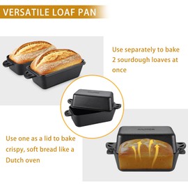 AILITOR Cast Iron Loaf Pan with Lid 9x5 Inch - Bread Baking Pans for Homemade Bread, 2 Piece Set