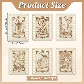 ORIGACH 6 Set Tarot Cards Embroidery Thread Storage Holders, Wooden Embroidery Floss Organizer Cards with 18 Positions Needlework Thread Holder for DIY Sewing Storage Thread, 3.5x4.7Inch