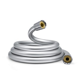 RUIXUE® 1.5 m Plastic Shower Hose, Flexible, with Kink Protection and Easy to Clean Surface, G ½ Inch Connection. (Silver PVC, 1.50 m)