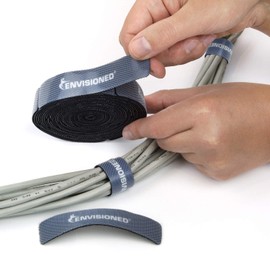 Reusable Cable Ties 3/4" x 6" Self-Gripping Strips Ready to Use Precut Straps for Cable Management and Organizing Cords 50 Pack (Black)