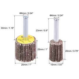 sourcing map 15mm, 25mm Flap Wheels Shank Mounted Sanding Disc Abrasive Wheel 80 Grits 10 Pcs