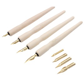 SIPLIV Wooden Professional Manga Pen Dip Pen Set with 4 Nibs Manga Cartoon Comic Drawing Painting Kit - 4 Pcs