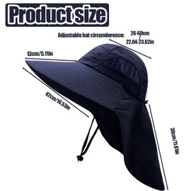 EIROVYA Unisex Sonnenhut,Sonnenhut Herren,Sonnenhüte für Damen,UPF 50+,Sonnenschutz Kopf,Sonnenmütze mit Nackenschutz,Outdoor Hut,Herrenwasserabweisend,Breite Kremp,Herren Damen(Marineblau)