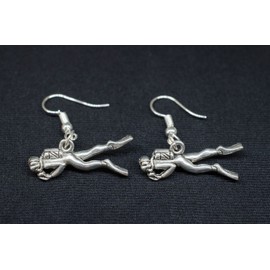 Miniblings Diver Earrings Pendant Diving Suit Diving Equipment Handmade Fashion Jewellery Earrings Silver-Plated, Cotton