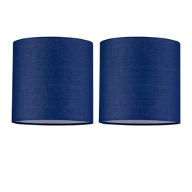 firstchoicelighting Set of 2 Navy Blue Cotton Fabric Table Lamp Shades, Lampshade for Table Lamp or Bedside Light, Diameter 17cm