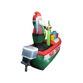 8 Foot Long Inflatable Santa Claus on a Fishing Boat