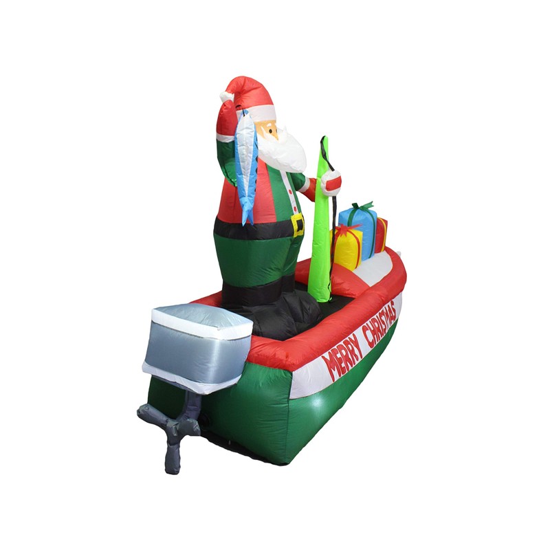 8 Foot Long Inflatable Santa Claus on a Fishing Boat
