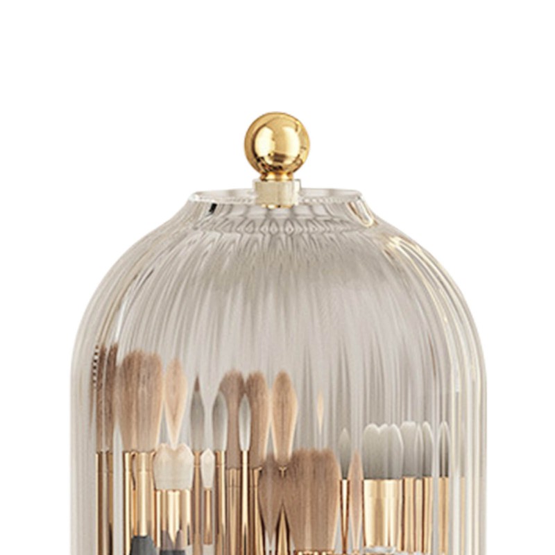 Cosmetic Storage Holder Box Transparent Rotating Sliding Door Makeup Brush