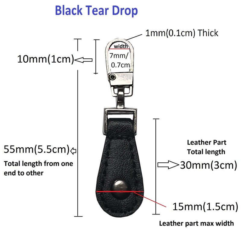 2 X Zip Puller Replacement Leather Repair Aid Fixer Quick