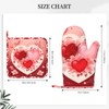Oven Mitts Pot Holders Sets Beautiful Flowers Red Hearts Love