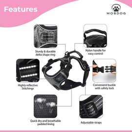 MobDog Puppy Harness and Lead Set – No Pull Dog Harness with 5FT Leash – Reflective Vest with Comfortable Padding for Medium, Small, Large Dogs