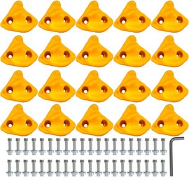 Mlijzard 20 Pack Rock Climbing Holds Extra Large for Kids and Adults, Polyethylene Climbing Rocks with Mounting Hardware, DIY Indoor Outdoor Playground Backyard Park Play Set (Dark Yellow)