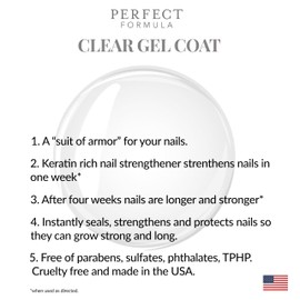 Perfect Formula Perfect Formula Clear Gel Coat - Nail Strengthener, Keratin Treatment, Clear Nail Polish - Strengthener for Damaged Nails - Made In The USA .60 fl oz.