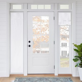 RYB HOME 2 Panels Sidelight Door Curtains, Privacy Window Curtains Thermal Insulate Covering for Patio/Glass/Front/French Door Window, 12 inch x 69 inch, Pure White