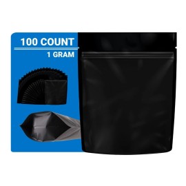 Loud Lock Mylar Bags 100 Count - 1 Gram All Black Zip Seal Bags