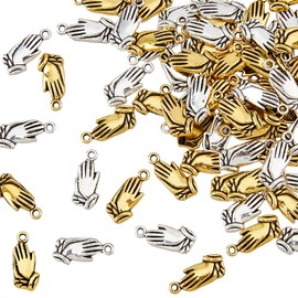 HOBBIESAY 120Pcs 2 Colors Creative Prayer Charms Zinc Alloy Pendants Praying Hands Charms Craft Supplies Pendants for DIY Crafts Jewelry Making Bracelet Neckalce Earrings Pendant Supplies
