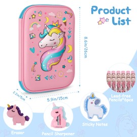 TCJJ Unicorn Pencil Case,3D Eva Cute Pencil Case for Girls,High Capacity Water Proof Stationery Set for Kids,School Supplies for Kids Back to School Gifts,Christmas Gifts