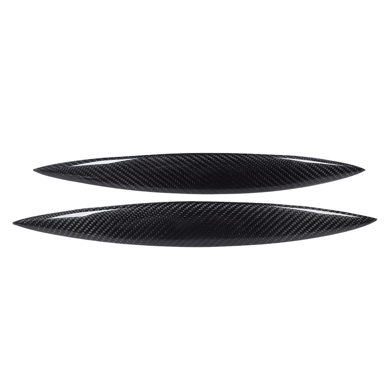2pcs Carbon Fiber Headlight Eyebrows Left Right Glossy 3K Twill