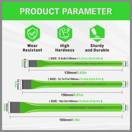 3-Piece Heavy Duty Cold Chisel Set, 3/8-Inch, 1/2-Inch, 5/8-Inch Premium Metal Chisels, Heavy Duty Carbon Steel Chisel Set for Carpentry, Masonry, Woodworking, Stone Chisels