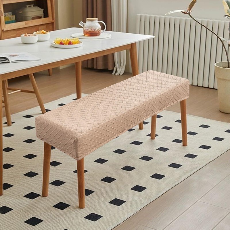 Genina Stretch Dining Bench Covers, Waterproof Stretch Jacquard Bench Seat