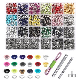 Metal Eyelets Grommets, 680Pcs 17 Colors 3/16 inch Metal Grommets Kit, Multi-Color Eyelets Set with Installation Tool, Measuring Tape and Storage Box for DIY Shoes Belt Clothes Crafts Bag