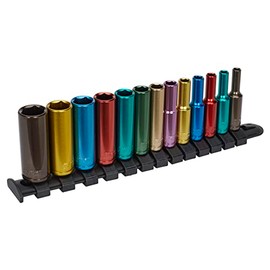 Sealey AK2872D 13pc 1/4"Sq Drive Deep Multi-Coloured Socket Set